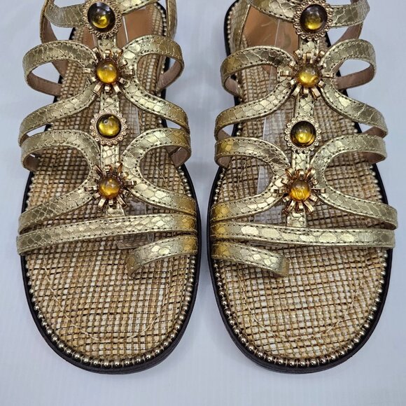 Sam Edelman Tianna Gladiator Sandal Womens 8 Gold Embellished Ankle Strap NEW - Picture 6 of 15